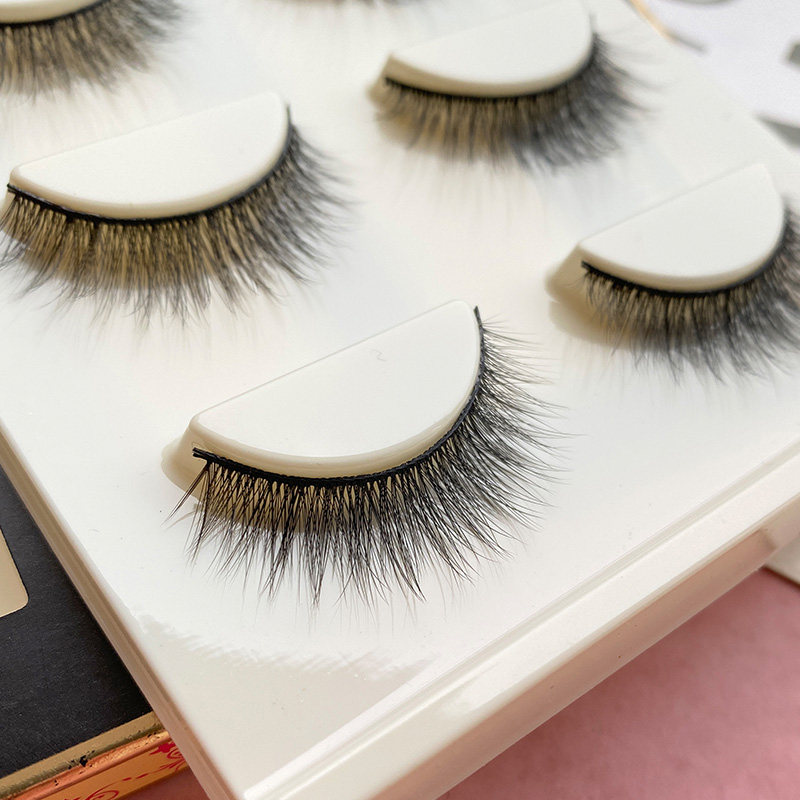 3D false eyelashes women's natural style three-dimensional slender long hard stem thick curly beginner super plain makeup eyelash stickers