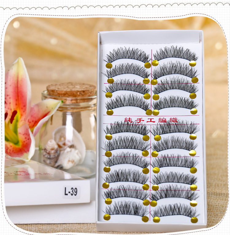 Đài loan handmade lông mi giả tự nhiên dày trang điểm khỏa thân mô hình chéo L39 bắp cải giá một hộp mi giả 5d