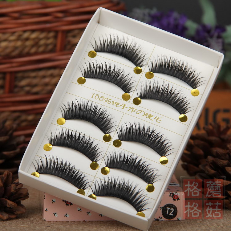Dày và siêu dài 5 cặp lộn xộn mặt cắt ngang trang điểm cô dâu trang điểm lông mi giả T2 lông mi giả tự nhiên