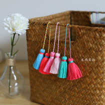 Two-end hanging cotton thread tassel pure hand-woven double-head fan pendant Folding Fan Fan pendant color pendant DIY