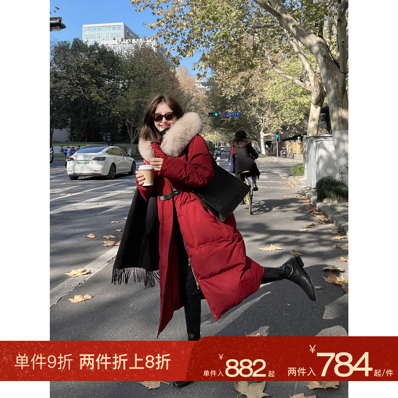 Happy homemade ? Heating feather jacket ) White duck velvet custom fox large hair collar hood to keep warm down jacket