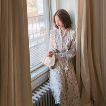 Big Xi homemade autumn 2019 New ruffled three-dimensional floral dress long nine-point sleeve printed skirt