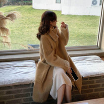 Spot flash hair big happy homemade 2019 autumn and winter New temperament warm commuter loose particles long coat women