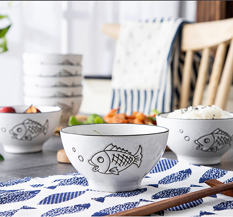 Japanese rice bowl, lovely move creative job suits for the microwave bowl of ikea with ceramic tableware ins