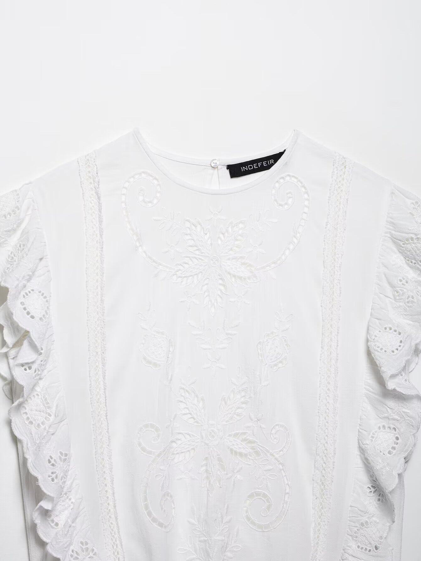 Стильные костюмы kaslead 新款 女装 欧美风刺绣镂空上衣半身裙裤 5107051 4786059