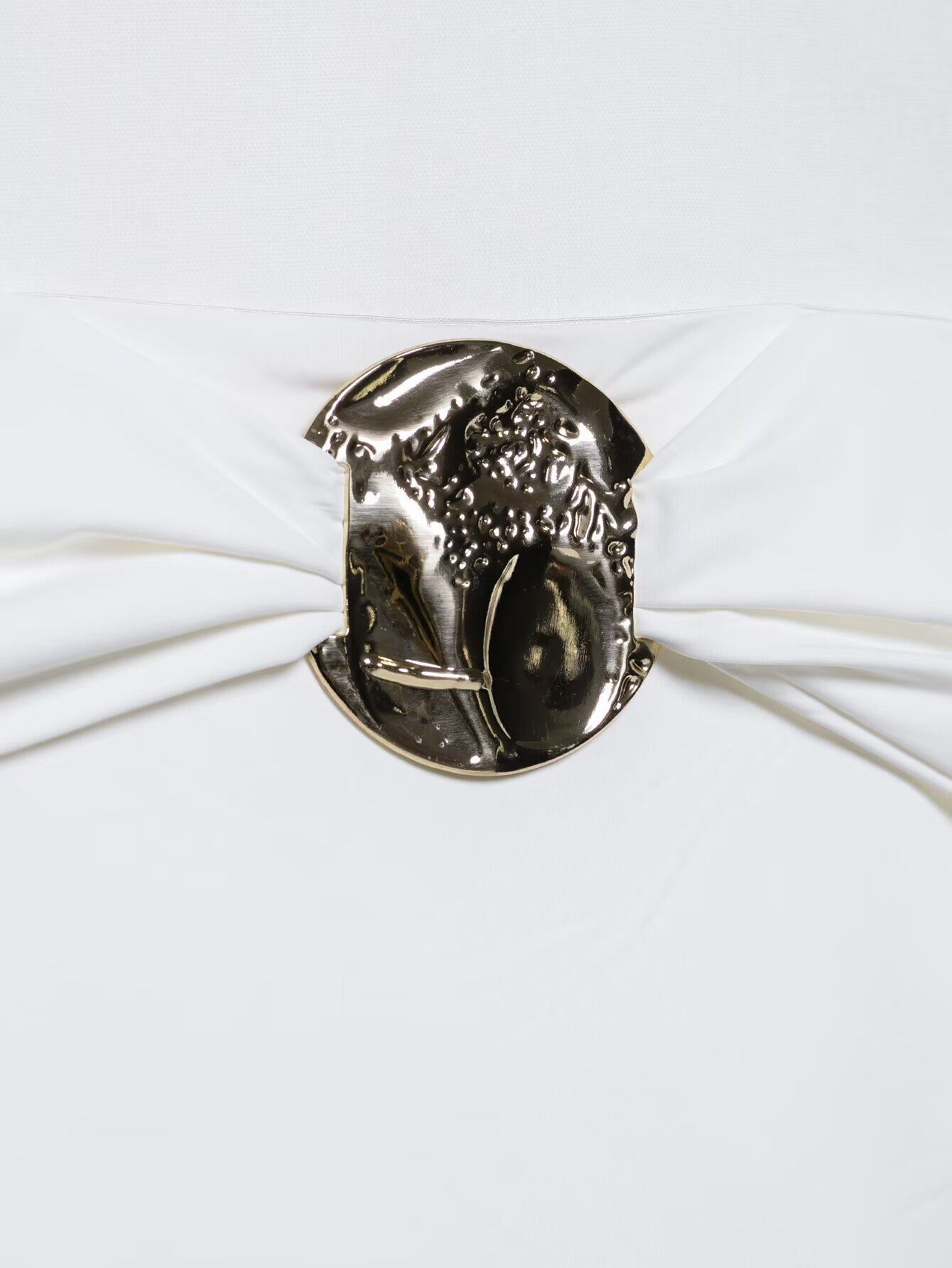 Боди/брюки kaslead 新款 女装 欧美风时尚金属饰一字领黑色泳衣 0167216