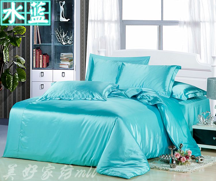 200 ngày lụa đích thực màu rắn lụa quilt cover mảnh duy nhất băng lụa quilt cover giường đôi duy nhất 1.5 giường 笠 mùa hè gối kèm chăn