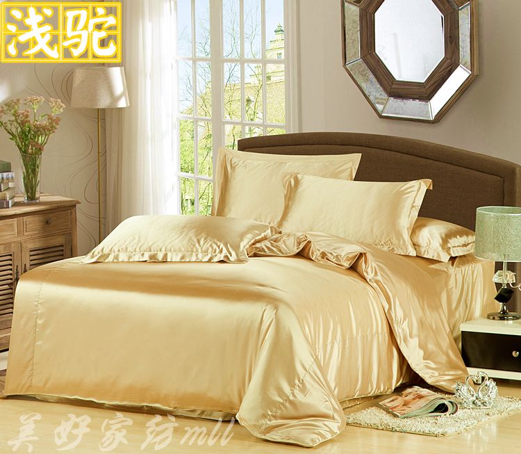 200 ngày lụa đích thực màu rắn lụa quilt cover mảnh duy nhất băng lụa quilt cover giường đôi duy nhất 1.5 giường 笠 mùa hè gối kèm chăn