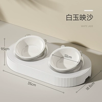 Керамическая двойная миска «Кошачьи ушки» (белая)