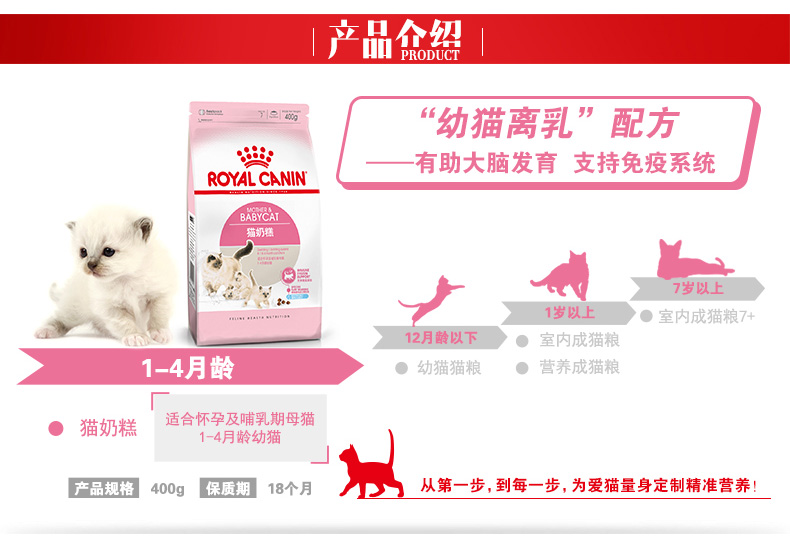 Royal bk34 thức ăn cho mèo 1-4 tháng tuổi mèo sữa bánh 400g cho con bú Thời kỳ cho con bú Garfield thú cưng mèo con thức ăn chủ yếu thức an cho mèo giá rẻ