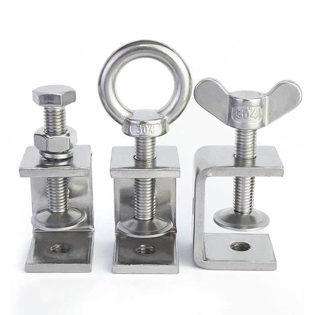 304 stainless steel tiger clamp clamp U-shaped C-shaped clamp steel pipe square clamp hand-tightened lifting ring open clamp