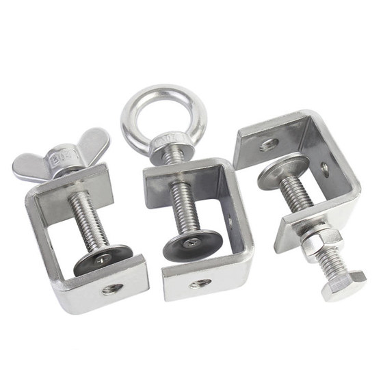 304 stainless steel tiger clamp U-shaped clamp C-shaped clamp steel pipe square clamp hand-tightened lifting ring opening clamp