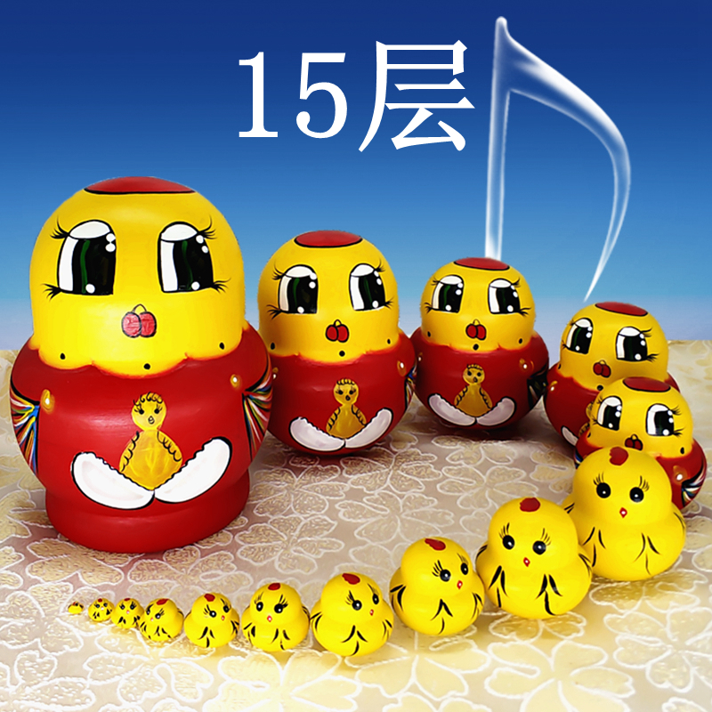 Russian trekking 15 floors Chicken Shake the same sleeve Eva Pure Handmade Wood Products Children Puzzle Toy Gift