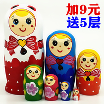 Matryoshka 7-layer big head son small head father handmade wooden products Chinese style childrens toy gift