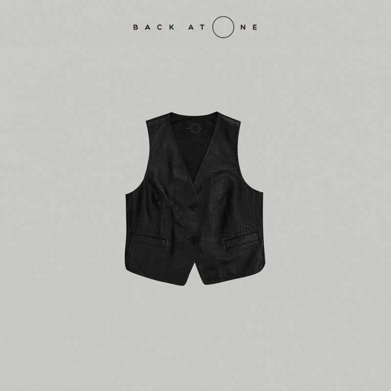 Backatone “Cool and Stylish Leader” Fashionable and Versatile Luxury Leather Crocodile Pattern Vest Bes-1Fe209E-C