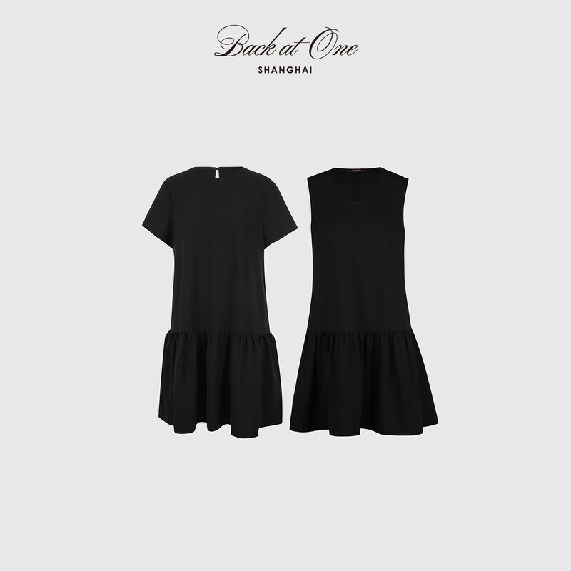 Backatone Sweet and Cool Girl/Heart-Warming Encounter Elegant Black Triacetate Dress Summer Round Neck Women's Backatone Sweet and Cool Girl/Heart-Warming Encounter Elegant Black Triacetate Dress Summer Round Neck Women's