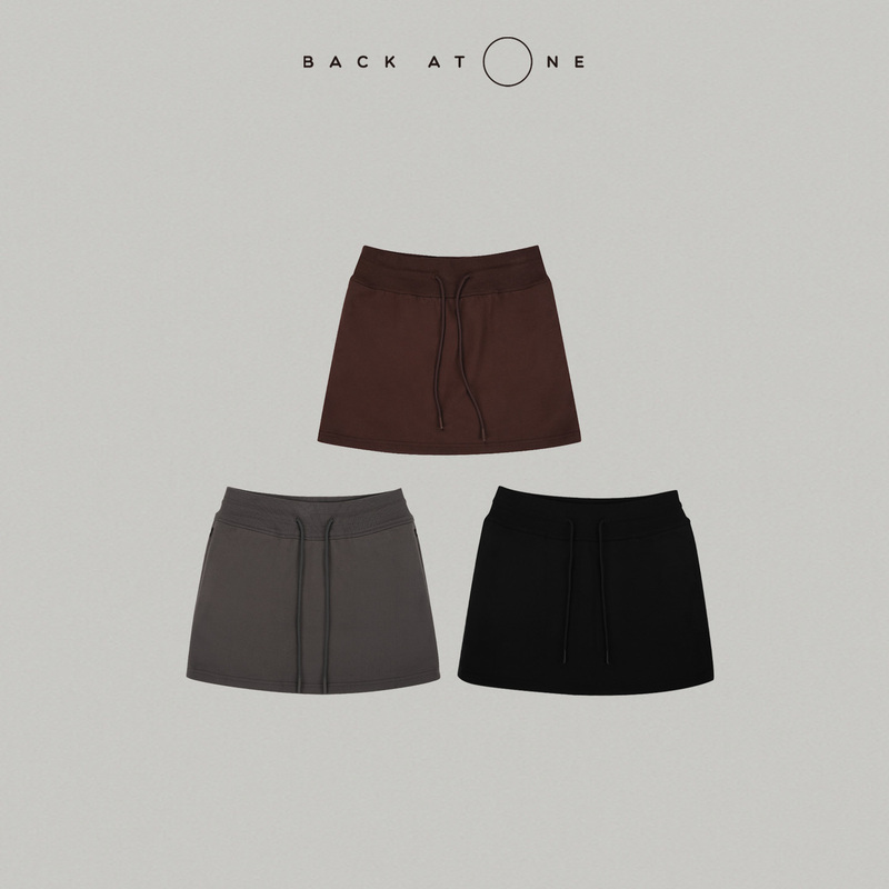 Backatone “Free Theorem” Fashionable Drawstring Simple Solid Color Casual Design Short Skirt for Girls