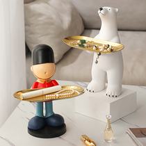 Creative porch with key storage ornaments light luxury polar bear home decorations living room desktop tray tissue box
