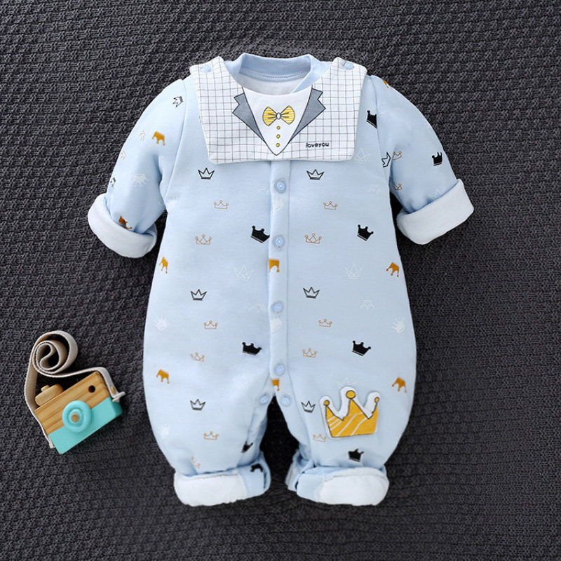 Baby jumpsuit autumn and winter thickened newborn cotton clothes Men and women baby warm coat Spring and autumn padded climbing clothes