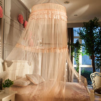 Min Habitat domed mosquito net ceiling type floor Princess wind round round bed 1 5m bed 1 2 m bed encrypted thickening