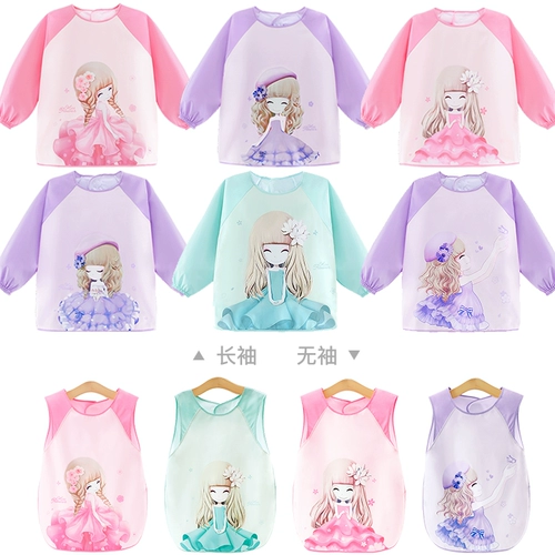 Детский нагрудник, водонепроницаемый фартук, художественный лонгслив для еды, анти-грязь, сзади на завязках