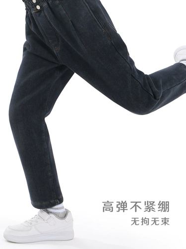 Джинсы, бархатные штаны, увеличенная толщина, подходит для подростков, свободный прямой крой
