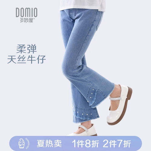 Летние детские штаны, весенние джинсовые штаны-клёш для отдыха, подходит для подростков, детская одежда