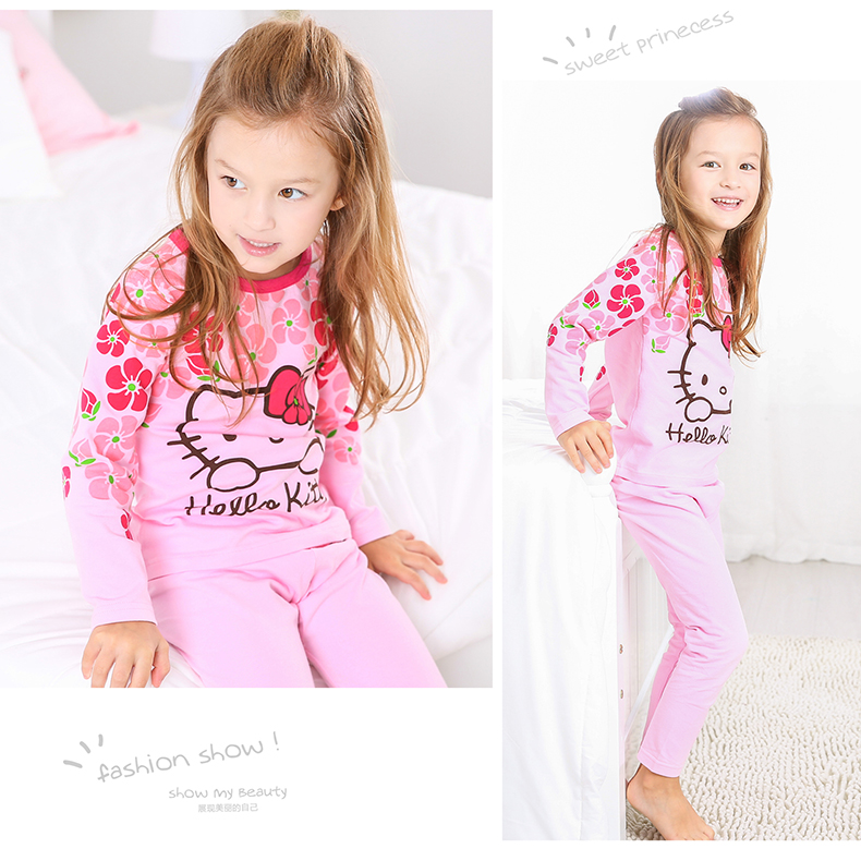 Bộ đồ lót bé gái HelloKitty cài áo cotton mùa xuân và mùa thu Hello Kitty quần áo trẻ em mùa thu lớn chạm đáy áo hai dây quần áo trẻ em nam