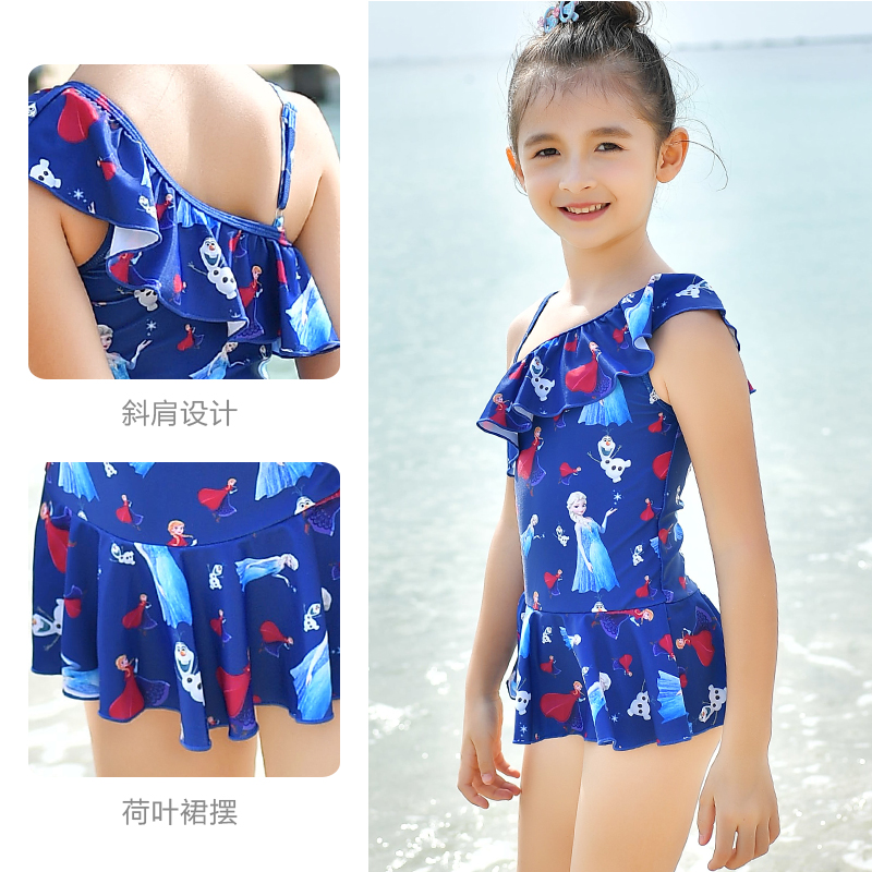 Cô gái áo tắm Disney Little Girl công chúa Dresses Big Boy sinh viên mùa hè Xiêm khô nhanh trẻ em đồ bơi