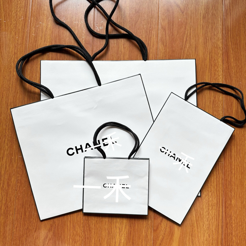 Authentic Chanel Paper Bags, Chane Paper Bag Packaging Gift Bags, Lipstick and Perfume Tote Bags