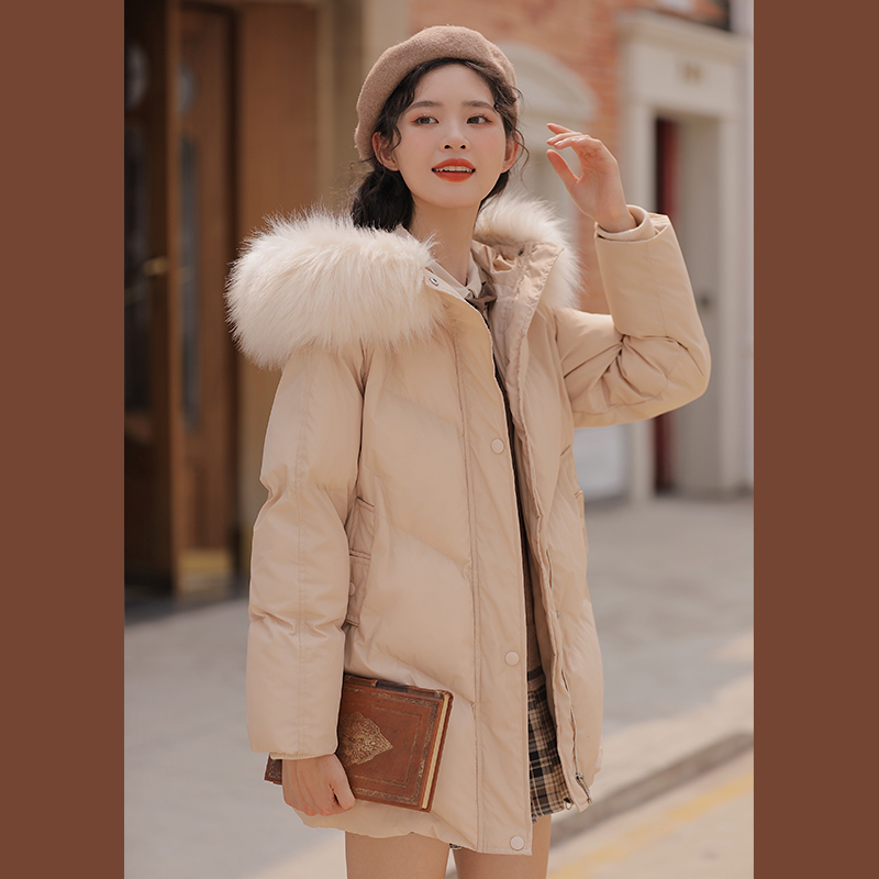 Lingjiu cotton clothes women's mid-length 2021 new down cotton clothes loose cotton jacket jacket thick winter small man