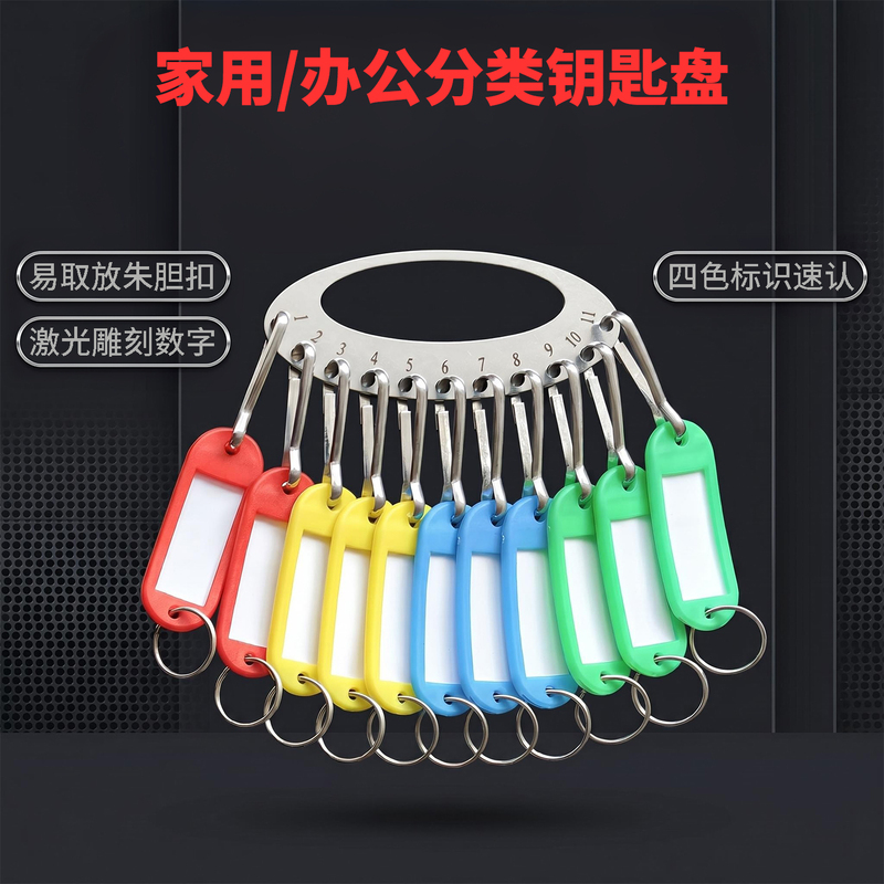 Key Storage and Management Tool, Hook Key Ring, Household Keychain, Stainless Steel Key Tray, Round Plate with Label Tag Key Storage and Management Tool, Hook Key Ring, Household Keychain, Stainless Steel Key Tray, Round Plate with Label Tag