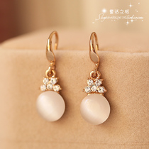 Minimalist 100 Lapped Temperament Retro Golden Japan South Korea Sweet Beauty INS Naked Pendant Drop Cat Eye Stone Water Drill Earrings S59