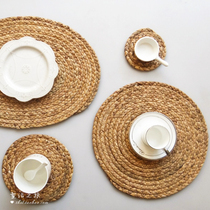 ins brief Nordic natural beauty style countryside handmade plain straw woven heat insulation pot cushion cup cushion plinth grass meal cushion