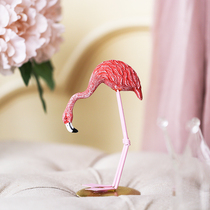 Pink girl heart cute gold small animal iron resin crafts small decorative childrens flamingos