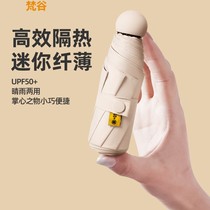 Capsule Shade Sun and rain dual-use umbrella female sunscreen Anti-UV five-fold Mini ultra light and small portable black glue