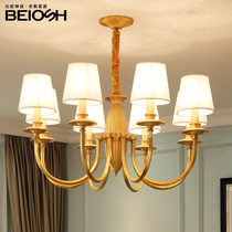 American all-copper lamp Nordic living room all-copper chandelier Modern minimalist bedroom lamp Personality art restaurant pure copper lamp