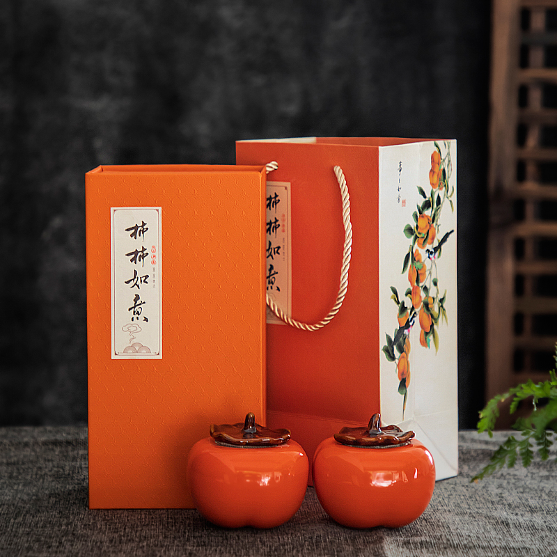Things Ruyi tea leaf pot creative ceramic tea storage tank small number portable sealed jar gift box accompanied by hand custom