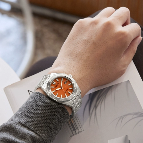 [Восьмиугольные] CITIZEN Eco-Drive с цветным циферблатом, деловые и повседневные водонепроницаемые мужские часы со стальным ремешком BM7630