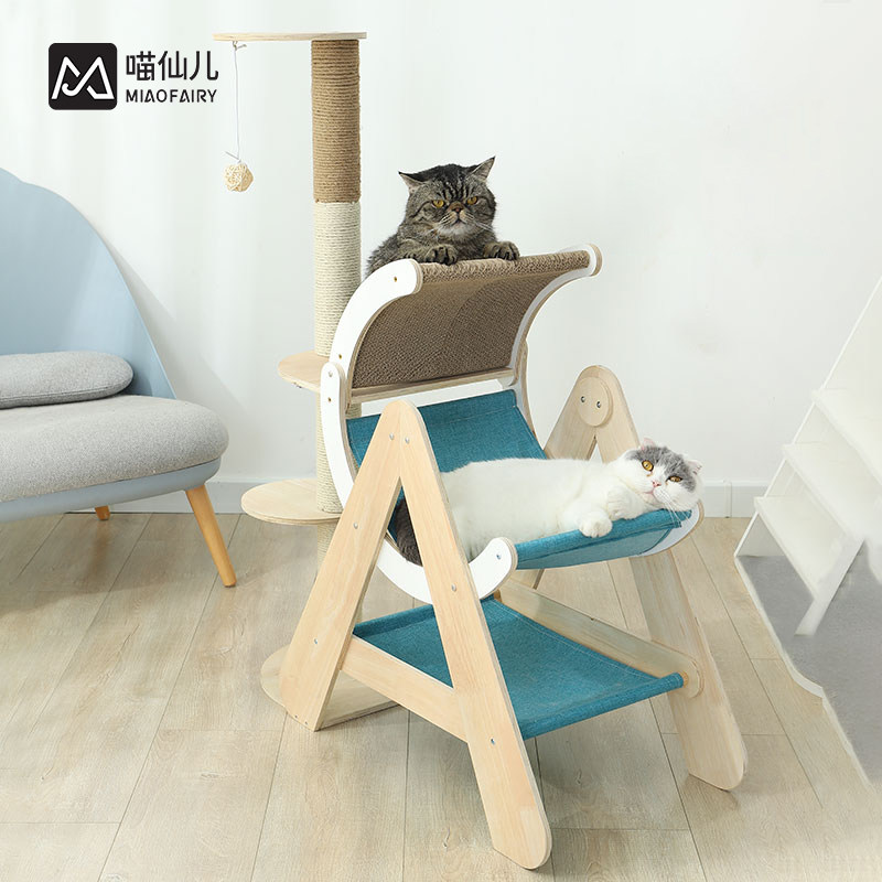Cat climbed solid woodcat nest cat cat cat cat caught a sword and hemp rope pillar small jumps do not cover the ground large cat shelf