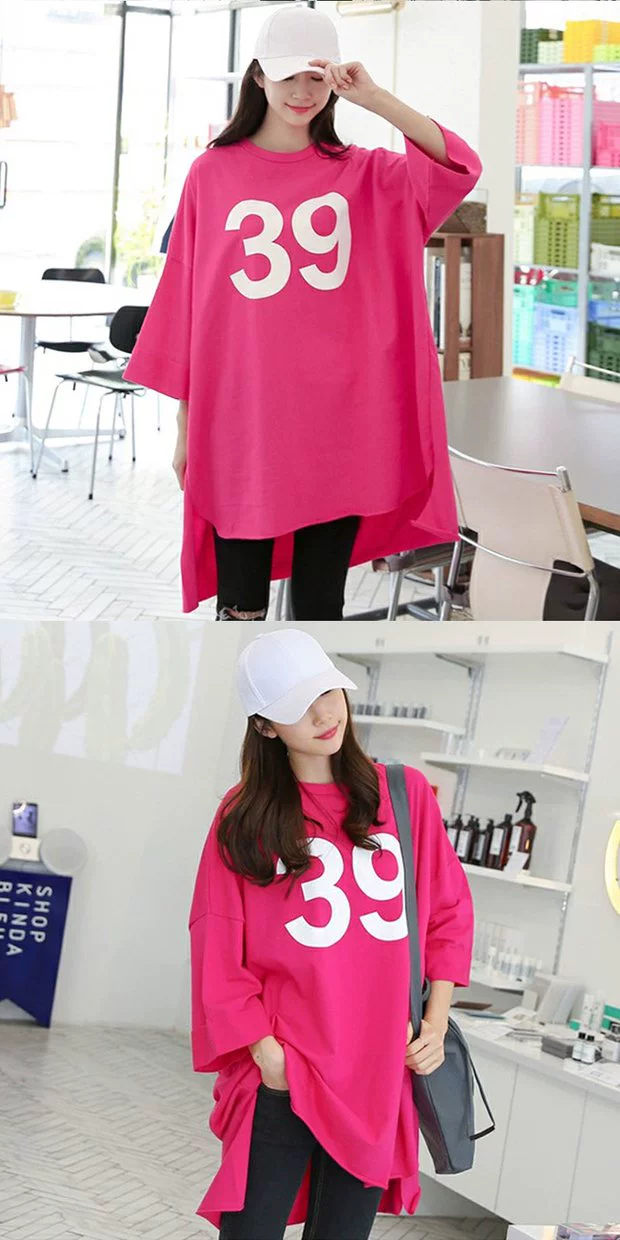 Sản phụ mặc váy cho con bú quần áo cho con bú ngoài bằng vải cotton tinh khiết ngắn tay size lớn cộng phân tăng 200 kg 300 kg lỏng - Áo thai sản