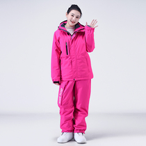 Ski wear womens ski pants loose version OVER SIZE winter waterproof warm snowboard ski pants set