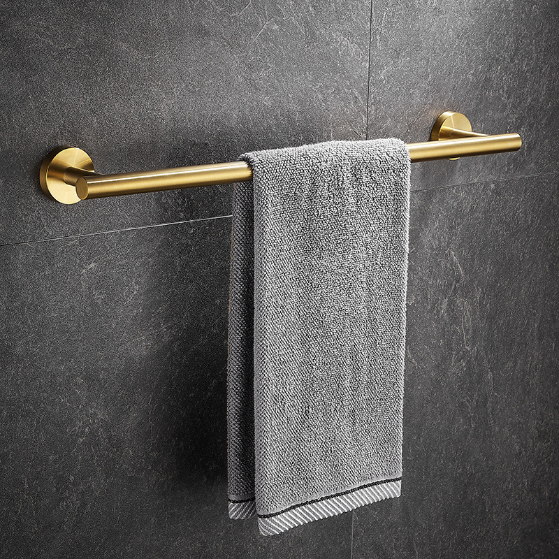Single Rod 304 Stainless Steel Towel Rack, Light Luxury Bathroom Simple Towel Bar, Single-Layer Bathroom Nail-Free Towel Rack ins