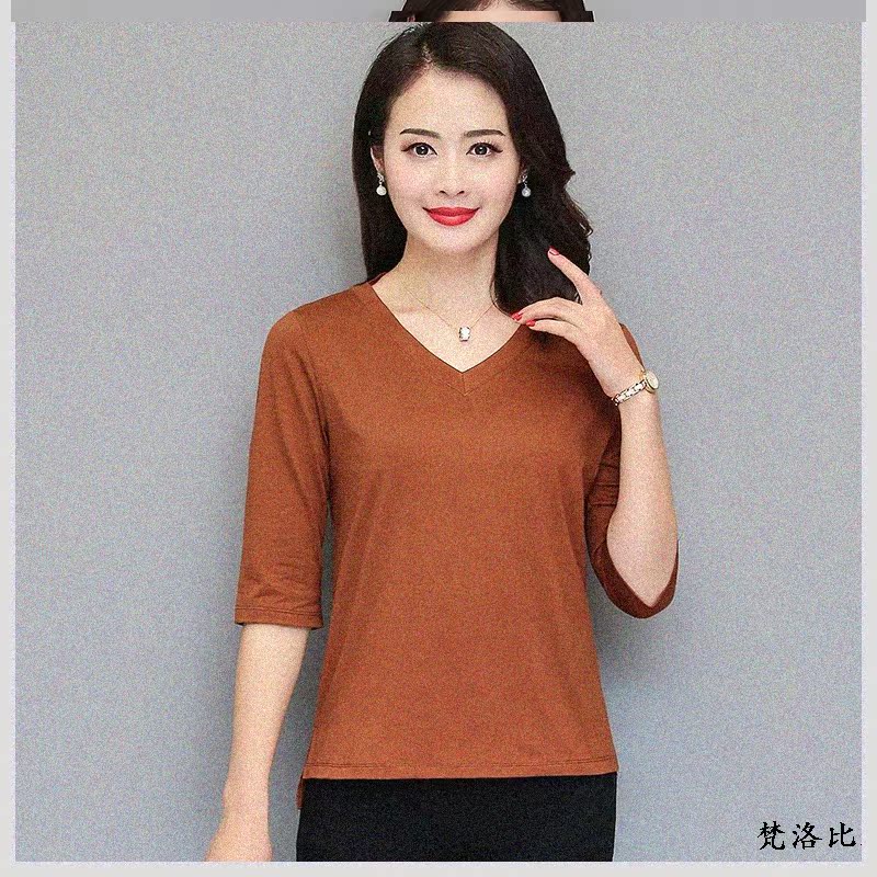 Trắng ngắn t-cổ cơ thể bên trong mỏng dài tay áo thun nữ hitbottomed đơn giản cotton T-shirt