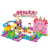 Childrens puzzle Brain Non Wood Electric High-speed Rail Train Trespass Track Assembly Building Blocks Light Toys