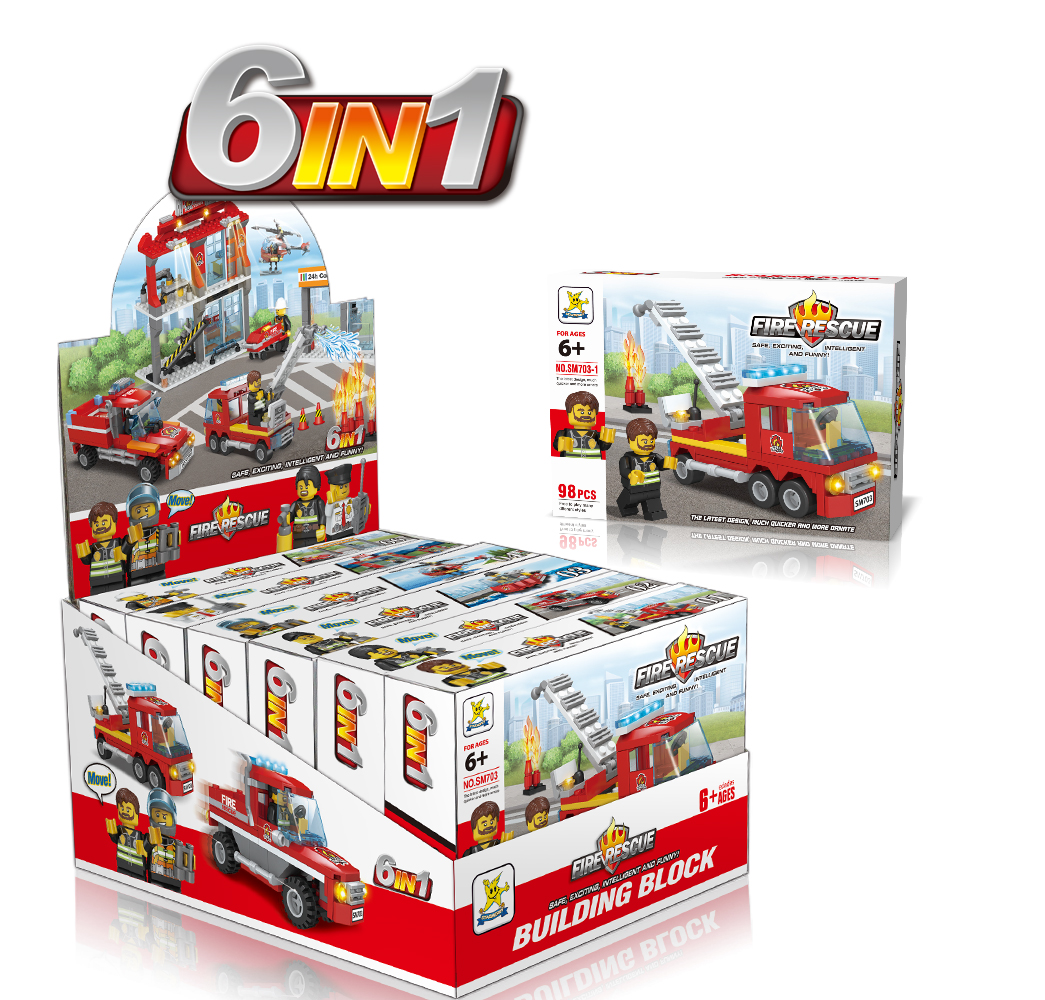 Children's parent-child interaction hands-on Puzzle Assembling Building Blocks Toys Collage 100 Multicolor Fire Rescue Scene Toys