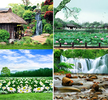 New network red video segment photography photography anchor background cloth Waterfall landscape landscape Shaking sound quick hand spring 3d