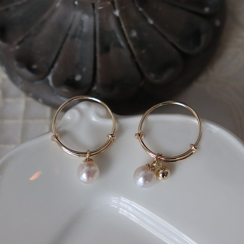 Intense light natural baroque pearl ring retro palace 100 hitch a little crowdUS 14K bag gold wash not to be removed