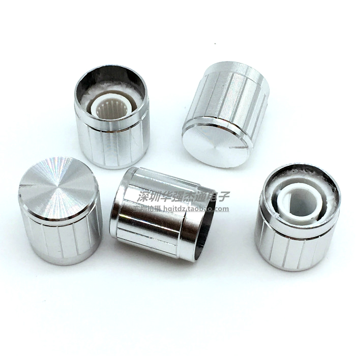 High-end aluminum alloy silver color potentiometer encoder knob 15MM* 17MM flower shaft half-axle hole inner hole 6MM