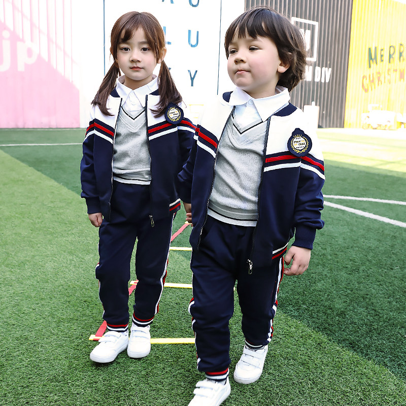 2019 new kindergarten uniforms three-piece set spring and autumn pure cotton primary school uniforms boys and girls class clothes spring clothes